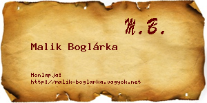 Malik Boglárka névjegykártya